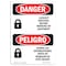 Signmission OSHA, Lockout Switches Before Working Bilingual, 14in X 10in Rigid Plastic, 10" W, 14" L, Spanish OS-DS-P-1014-VS-1435 - alternate 1